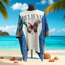 Blue Butterfly Ladies Poncho / Clancy’s Upcycled Couture - $63.00