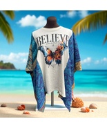 Blue Butterfly Ladies Poncho / Clancy’s Upcycled Couture - $63.00