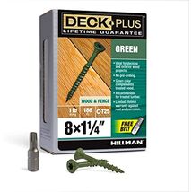 Deck Plus 48396 Wood Screws #8 x 1-1/4", Green, 1lb Box - $20.77
