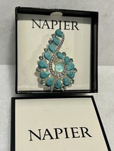 Napier Silver Tone Summer Stone Swirl Faux Stone Pin NOS With Box - $43.52