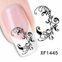 Nail Art Water Transfer Sticker Decal Stickers Pretty Flowers White Blac... - £2.39 GBP
