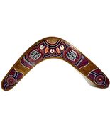 Australian Wood Boomerang Hand-Painted Dot Art Mandala Design 14" Souven... - $14.65