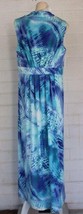 New Chico&#39;s 2 Large Classic Pleated Geometric Tie Dye Amparo Blue Maxi D... - £31.61 GBP