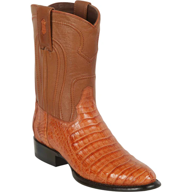 Los Altos Cognac Handmade Genuine Crocodile Belly Roper Round Toe Cowboy Boot - £422.21 GBP+