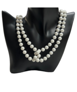 Womens White Connected Double Two Strand Beaded Necklace Fashion Jewelry - $17.00