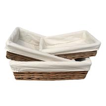 Lined Antique Wash Rectangular Straight Sided Wicker Tray - £17.32 GBP+