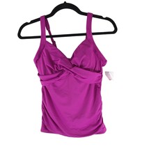 Lands End Womens Chlorine Resistant Wrap Underwire Tankini Swimsuit Top Purple 6 - £15.13 GBP