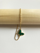 Butterfly Chain Bracelet in Malachite and Gold - £27.65 GBP