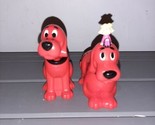 2 Scholastic Plastic Clifford Big Red Dog Figures Bank Head Action Emily... - $16.49