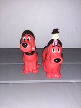 2 Scholastic Plastic Clifford Big Red Dog Figures Bank Head Action Emily Bobble - £13.18 GBP