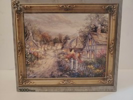 The Art of Nicky Boehme &quot;Down Cottage Lane&quot; 1000 Piece Picture Frame Puzzle - $18.69