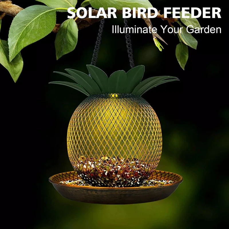 Solar Garden LED Lamp Pine  Bird Feeder Led Garden Decoration Hanging Night Ligh - £75.75 GBP