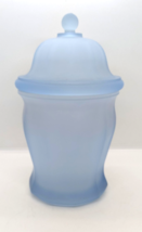 Indiana Glass Blue Satin Frosted 10&quot; bottom To Knob Canister/Cookie Jar - $9.89