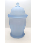 Indiana Glass Blue Satin Frosted 10&quot; bottom To Knob Canister/Cookie Jar - $9.89