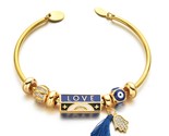 N crystal lucky hand cuff open jewelry gold color colorful turkish evil eye bangle thumb155 crop