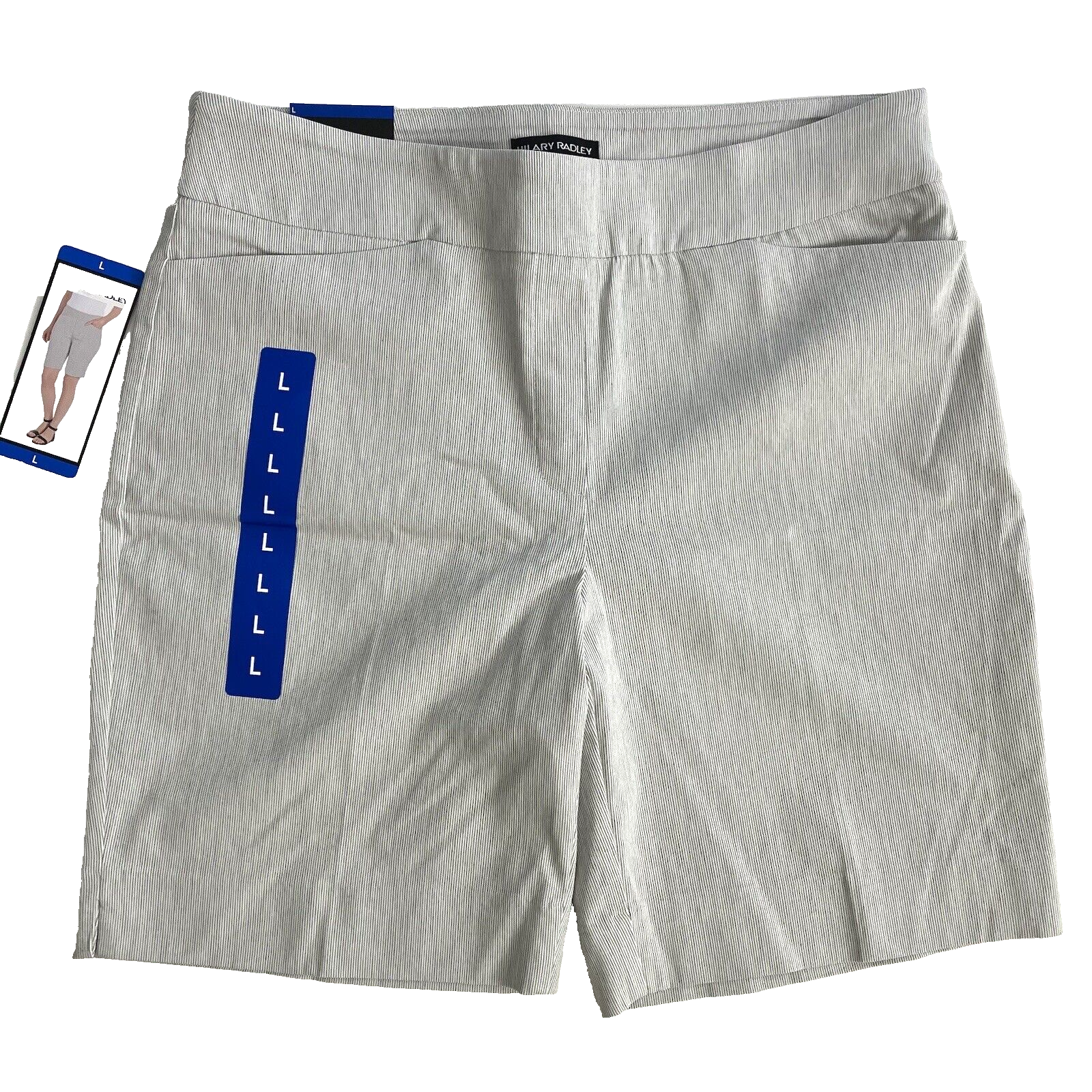 Primary image for Hilary Radley Women Bermuda Shorts Stretch White Gray Stripes L