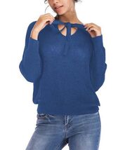 MSRP $70 Adele Berto Blue Tie-Neck Dolman Sweater Size L/8-10 NWOT - $203.43 MXN