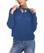 MSRP $70 Adele Berto Blue Tie-Neck Dolman Sweater Size L/8-10 NWOT - $203.43 MXN
