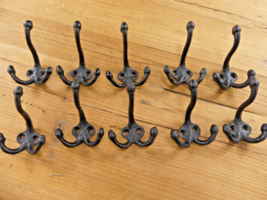 10 Black Coat Hooks Wall Mounted Hat School Farm Towel Bath Kitchen Cast... - £19.66 GBP