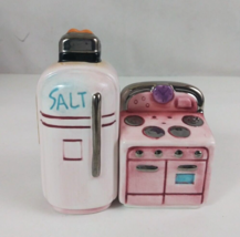 Jerry Berta Retro 50s Style Pink Stove And Refrigerator Salt &amp; Pepper Sh... - £22.26 GBP