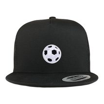 Trendy Apparel Shop Soccer Ball Patch 5 Panel Flatbill Trucker Cap - Black - £19.92 GBP+