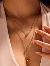18K Gold-Plated Layered Zircon Pendant Necklace - $15.74