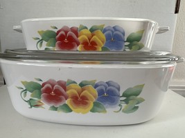 Corning Ware Summer Blush Casserole Dish Set With Lid Floral - £23.91 GBP