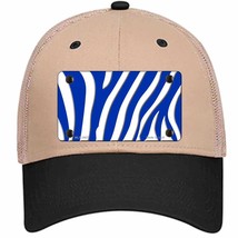 Blue White Zebra Novelty Khaki Mesh License Plate Hat - £23.31 GBP