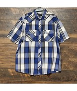 Studio 10 Snap Button Shirt Mens Size XXL Blue Plaid Long Sleeve Casual ... - $256.15 MXN