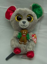 Ty Beanie Boos Christmas Holiday Mac The Mouse 7&quot; Plush Stuffed Animal Toy - £11.67 GBP