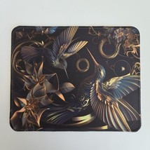 Office Computer Desk Mouse Pad Black Gold Hummingbirds Birds 10x8 Inch - £3.78 GBP