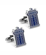 TARDIS CUFFLINKS Police Box Blue Enamel Dr Doctor Who Sci Fi Fan New w G... - $11.95