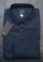 Armani Exchange A|X Men&#39;s Regular Fit Navy Blue Cotton Casual Shirt L - £39.14 GBP