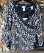 Vintage Soft Surroundings Blouse Size L V Neck Drape Long Sleeve Cotton - $39.60