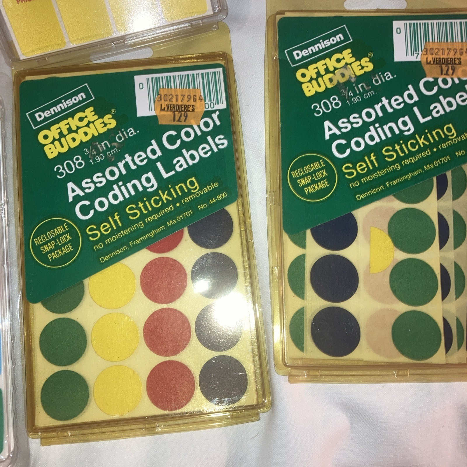 Vintage 80s Dennison Office Buddies assorted color, coding labels self s... - $18.97