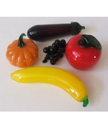 5 Pieces of Glass Fruit Banana Red Apple Grapes Egg Plant Pumpkin - €33,73 EUR