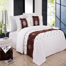 Blancho Bedding Eleanor Embroidered 3-Piece Duvet Cover Set Full-Queen Size - £80.47 GBP