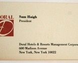 Doral Hotels and Resorts Vintage Business Card  New York New York bc3 - £3.15 GBP