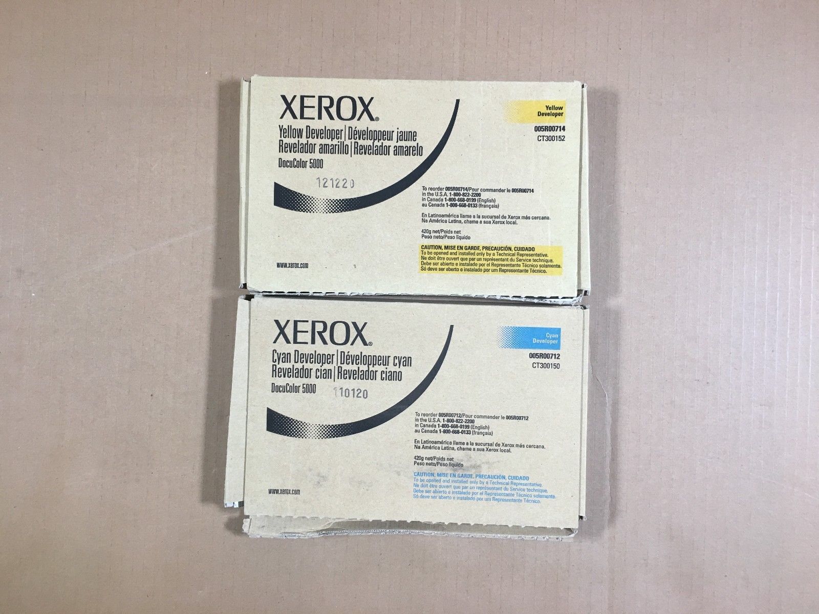 New Genuine Xerox Docucolor Cyan&amp;Yellow 5000 Developer 005R00714 005R00712 - $68.31