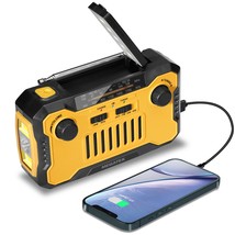 Noaa Emergency Weather Radio With 5000Mah Phone Charger, Hand-Crank/Solar/Batter - £50.48 GBP