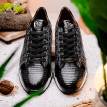 Men's Shoes genuine crocodile and lizard fashion sneaker Portici Gray / Black image 8