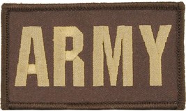 ARMY BROWN MILITARY 2 X 3  EMBROIDERED UNIFORM VEST SHIRT PATCH HOOK LOOP - £22.74 GBP