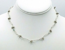 Sterling Silver Signed GSJ 925 AB Bicone Bead Choker Necklace 16&quot; - £20.62 GBP