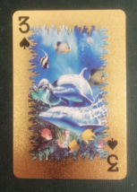 Animal-Themed Golden Foil PVC Mini Playing Card Dolphins 3 Spades - $1.84