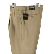 K.C. Collections Men&#39;s Dress Pants Khaki Pleated Regular Hem Size 34 - £23.97 GBP