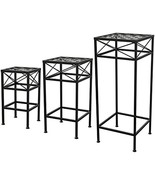 Panacea 82216 Cross Hatch Square Plant Stands, Black, Set of 3 - $165.76 CAD