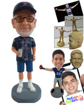 Personalized Bobblehead Sports male fan drinking a beer wearing shirt, shorts an - £72.97 GBP