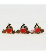 Tobacco Pipes &amp; Heart Hat Lapel Pin Brown Red &amp; Gold Tone .9&quot;w x .6&quot; H L... - $290.90 MXN
