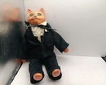 Vintage Cat figurine doll with suit 15&quot; - £15.49 GBP