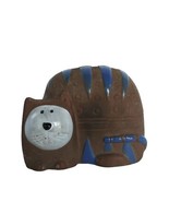 Vintage brown &amp; blue stoneware stylized cat bank - $24.99